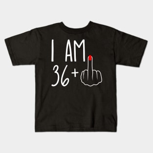 Vintage 37th Birthday I Am 36 Plus 1 Middle Finger Kids T-Shirt